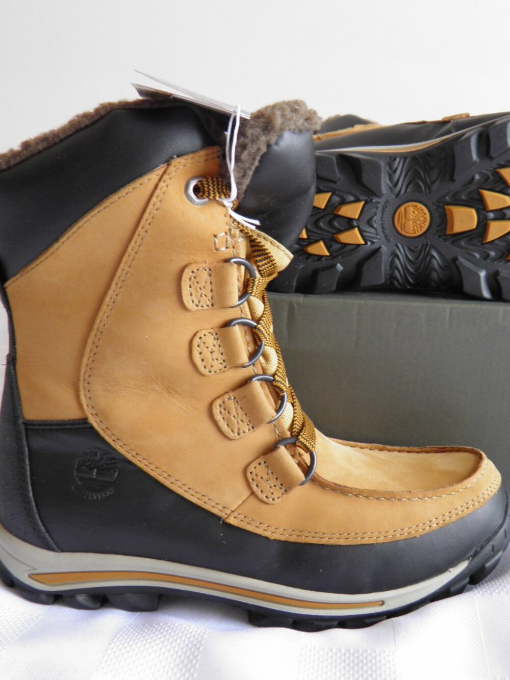 Timberland Junior Boy's Chillberg Waterproof Mid Boot Wheat Nubuck Size 5